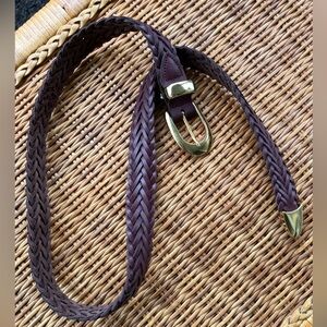 Vintage genuine leather maroon Red Cross braided belt